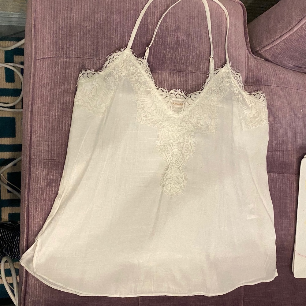 White Tank, V neck lace top, white lace top